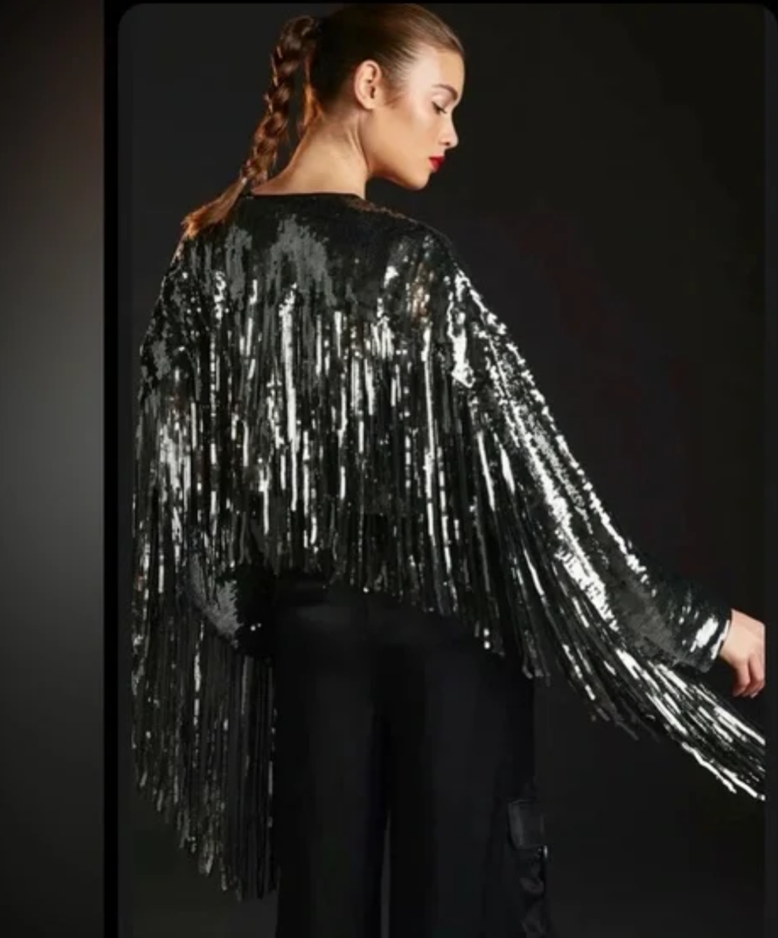 Anthropologie Fringed Sequin Jacket Size Large NWTS