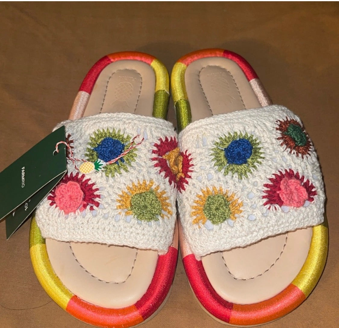 Farm Rio Crochet Sandals New Size 10