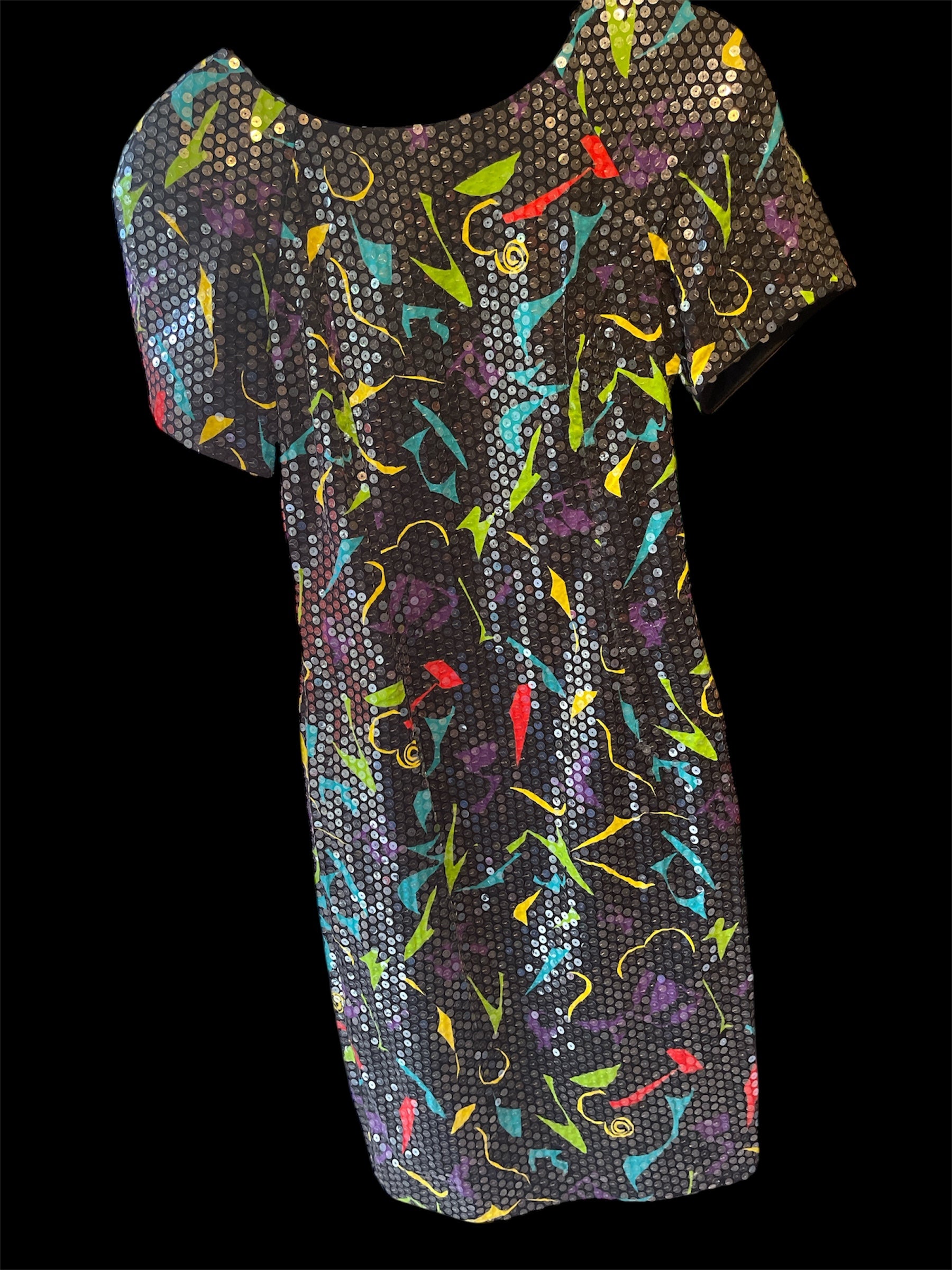 Vintage Lillie Rubin Sequin Abstract Dress Size 6