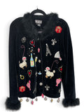 Black Berek by Takako Sakon Cardigan Beaded & Sequined Embellishments Size Large