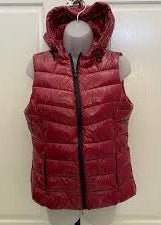 Philosophy Red Hooded Puffer Vest Glossy Size Med