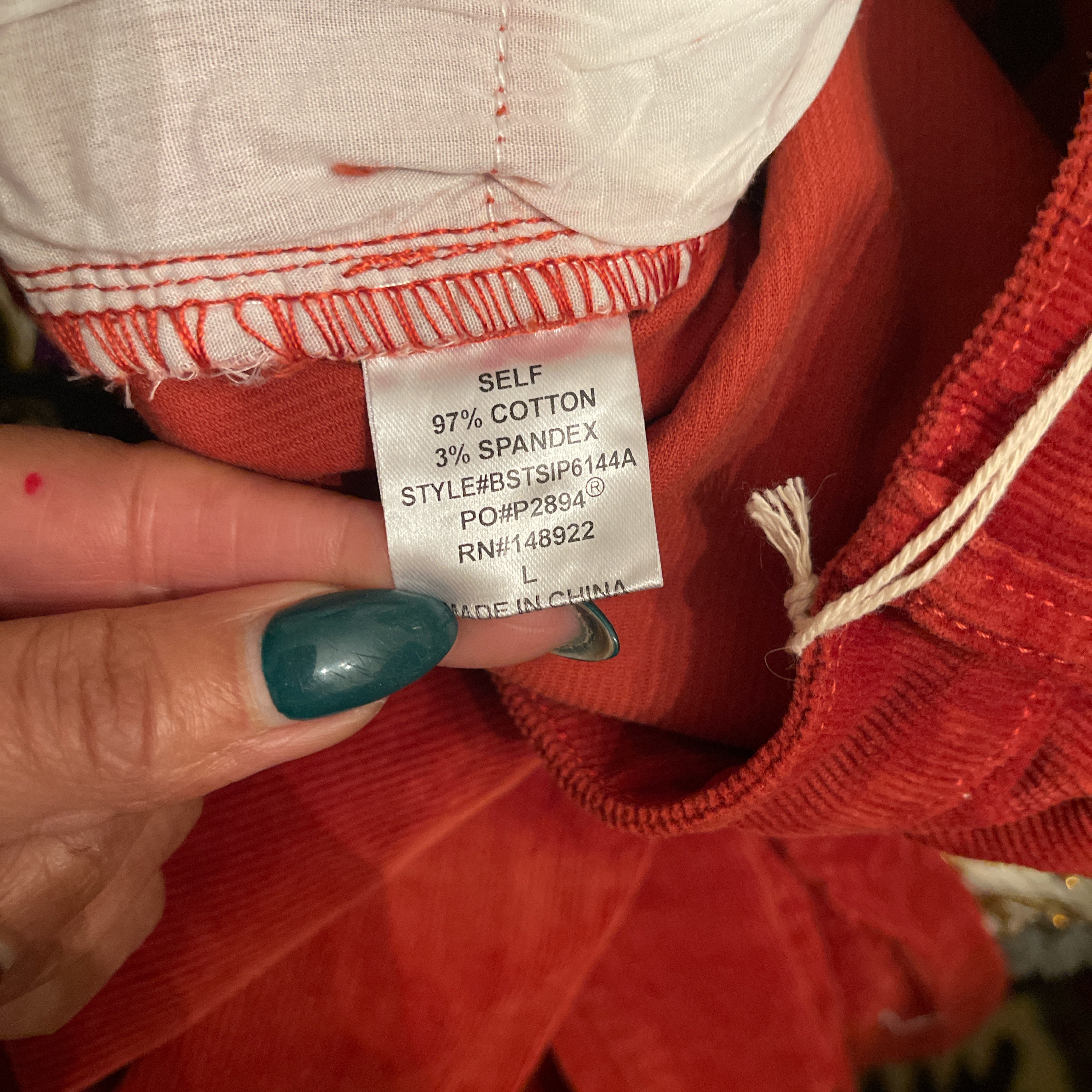 Bestto Rust Corduroy Bell Bottom Pant Size L Waist 14" hip 18"