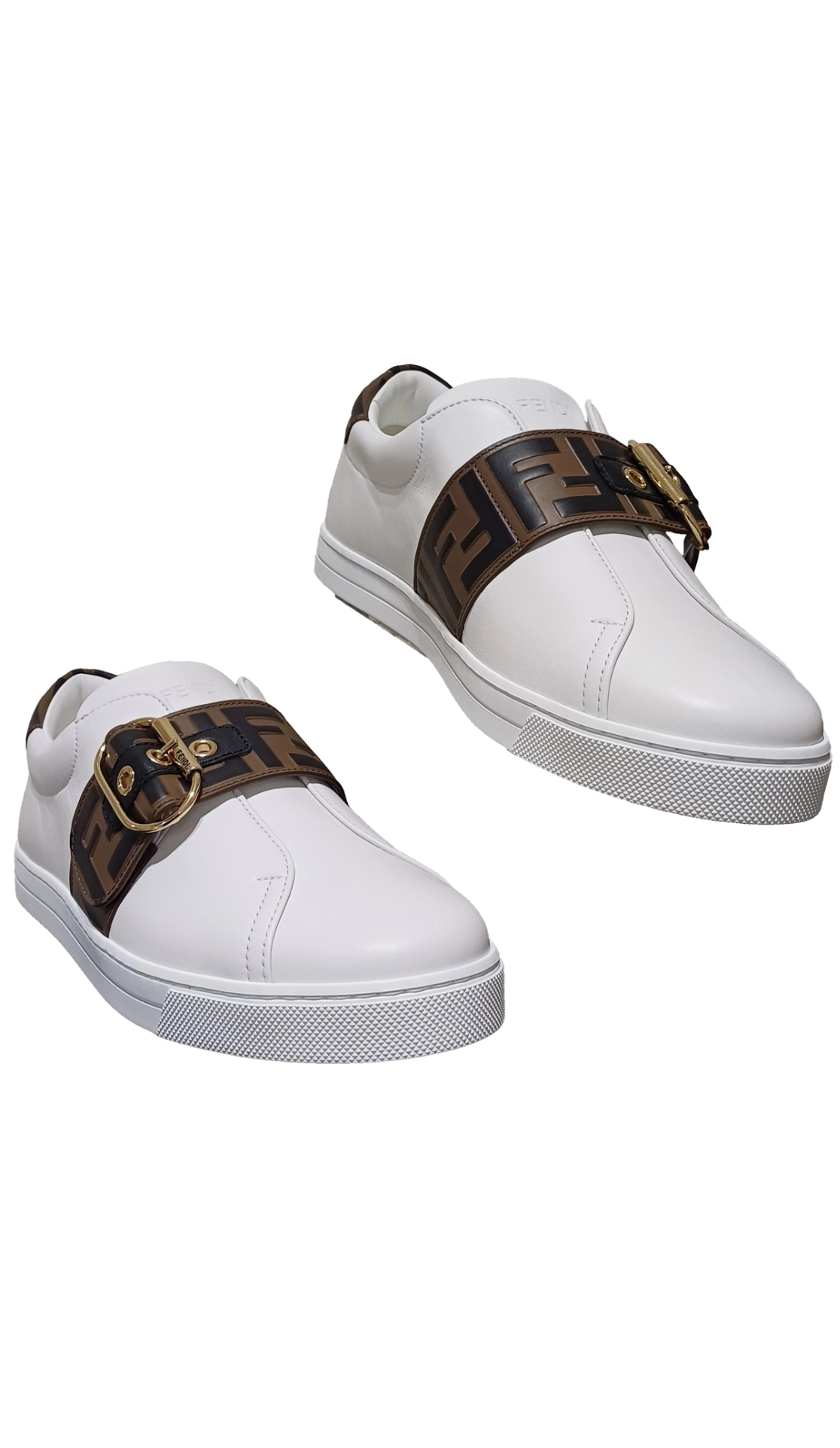 Authentic Fendi Women Buckle Low Top Sneakers Size 41/10