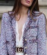 Free People Home Made Tweed Multi Print Cropped Jacket P2p 18"