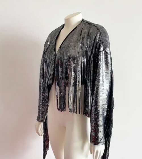 Anthropologie Fringed Sequin Jacket Size Large NWTS
