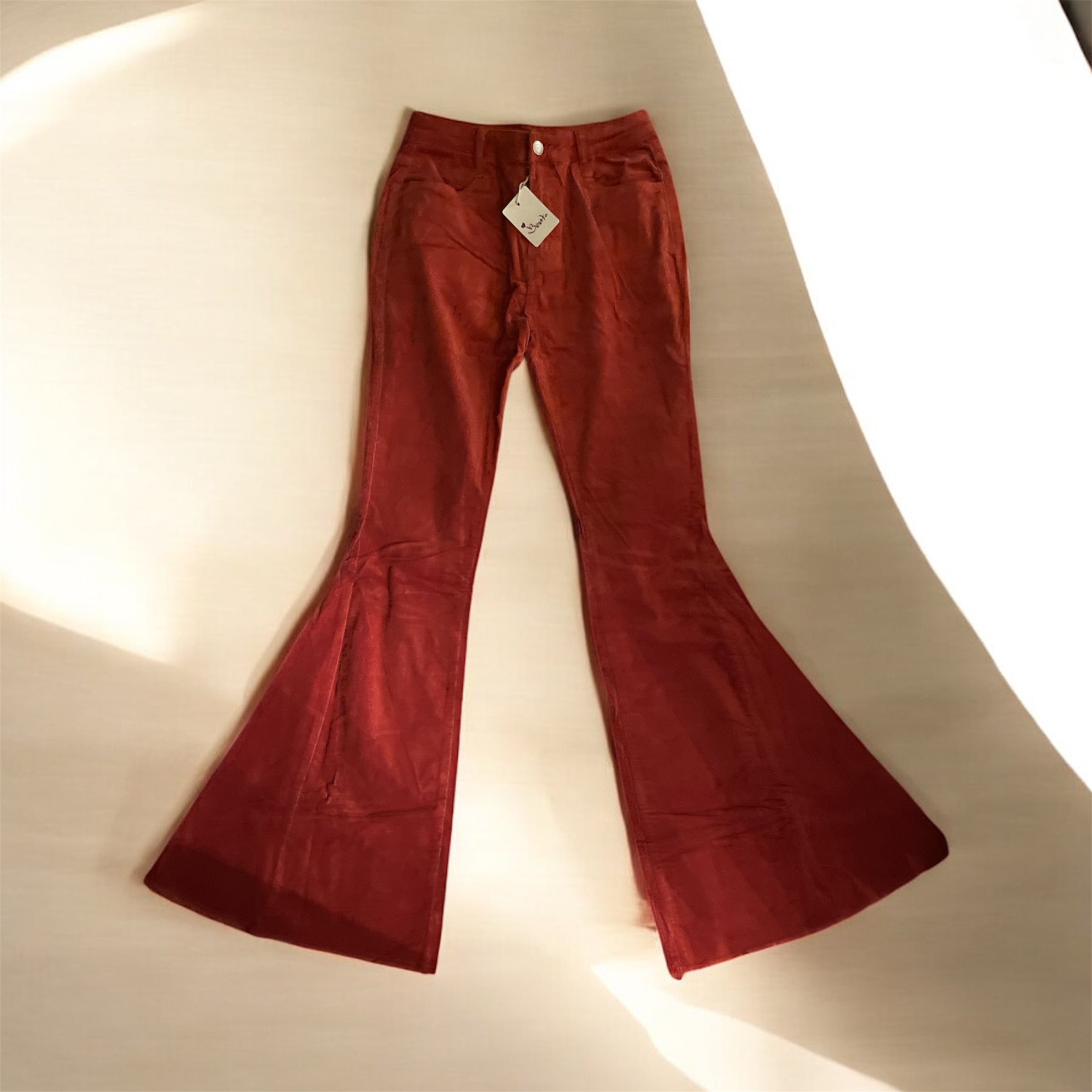 Bestto Rust Corduroy Bell Bottom Pant Size L Waist 14" hip 18"