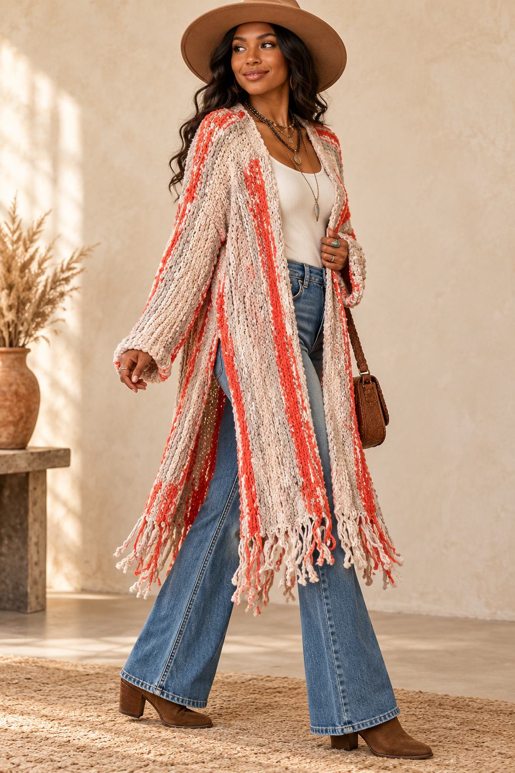 Free People Desert Daze Fringe Duster Cardigan M/L