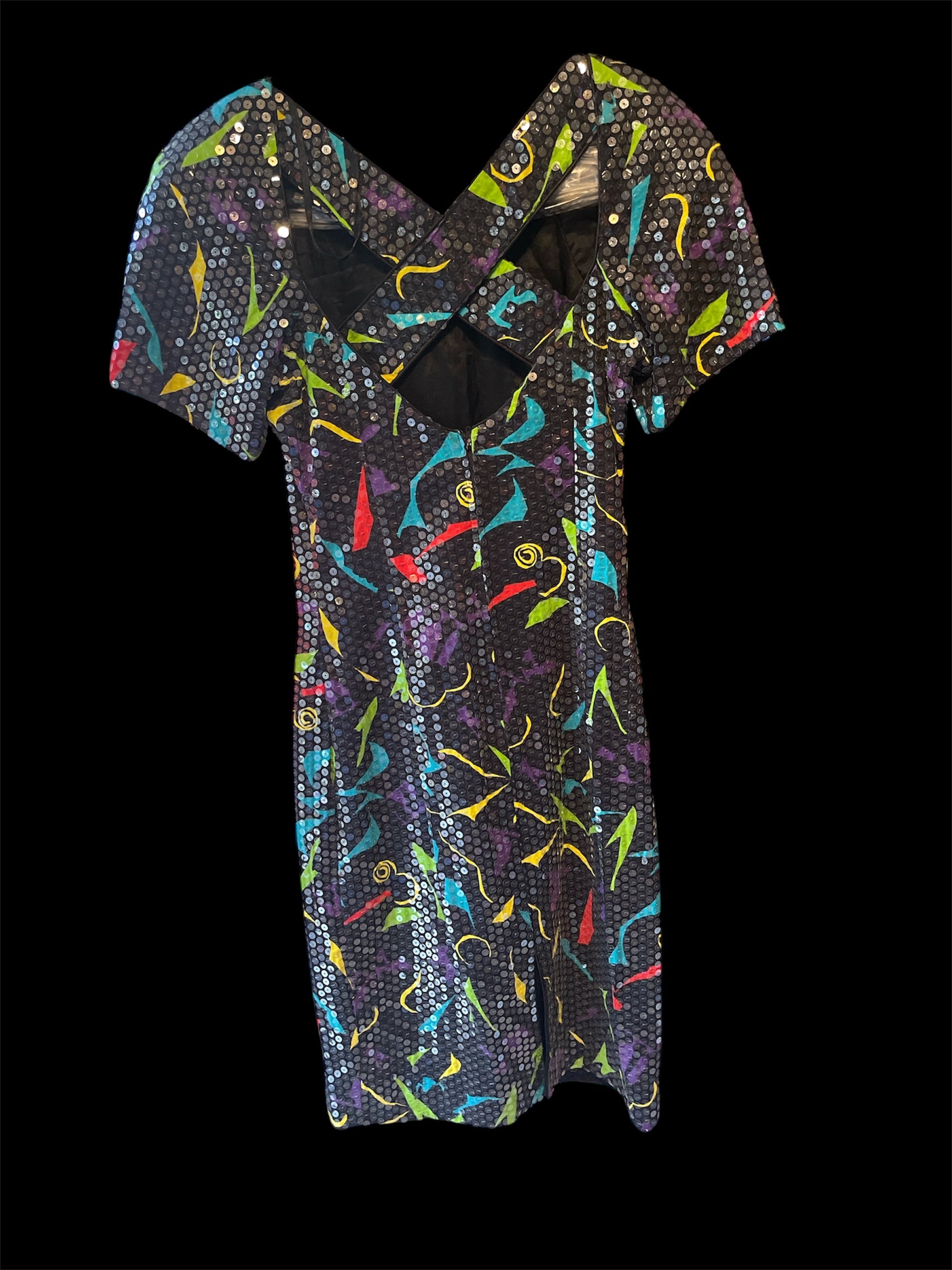 Vintage Lillie Rubin Sequin Abstract Dress Size 6