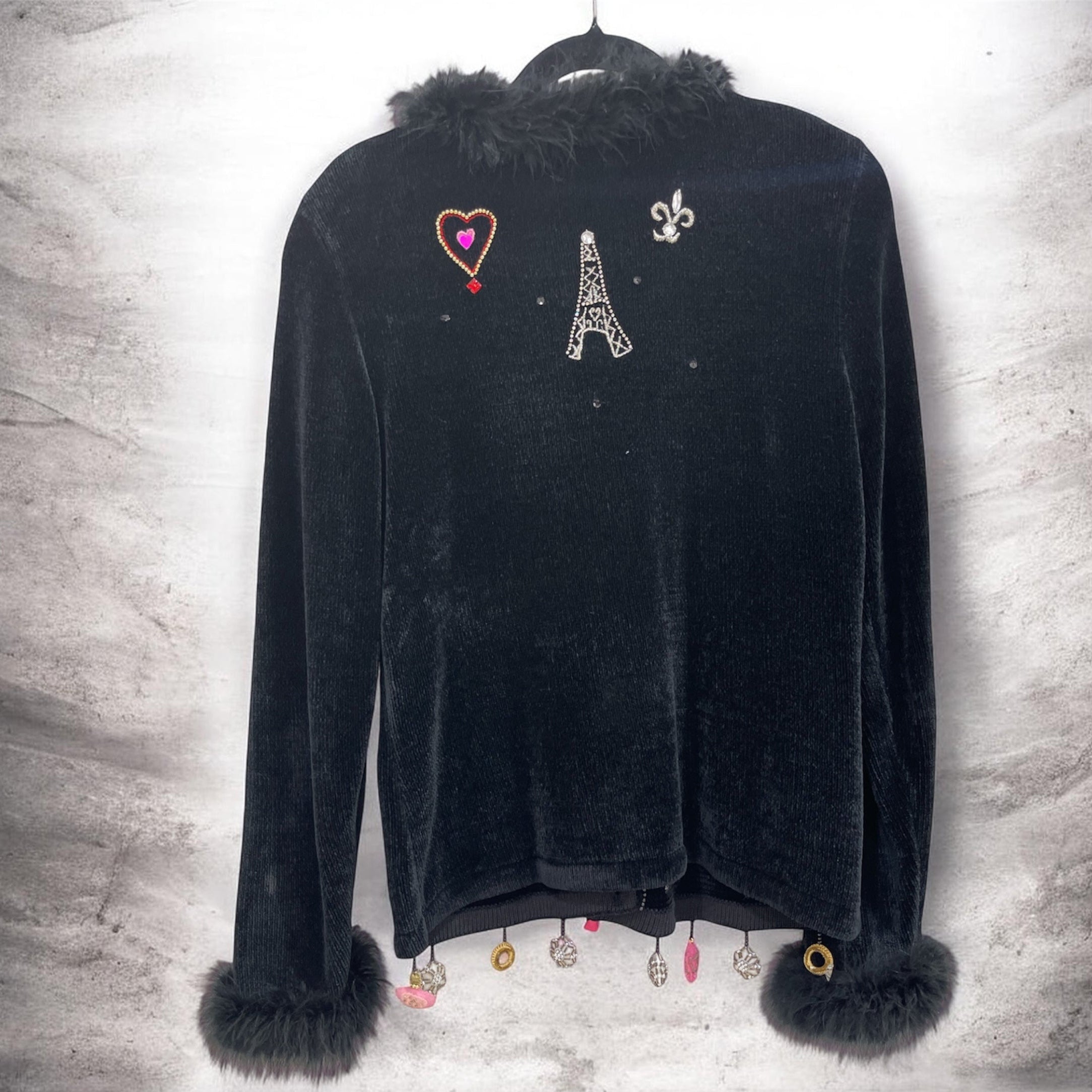 Black Berek by Takako Sakon Cardigan Beaded & Sequined Embellishments Size Large