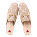 Authentic GUCCI Princetown Horsebit Supreme Pink & Beige Mules Size 40.5