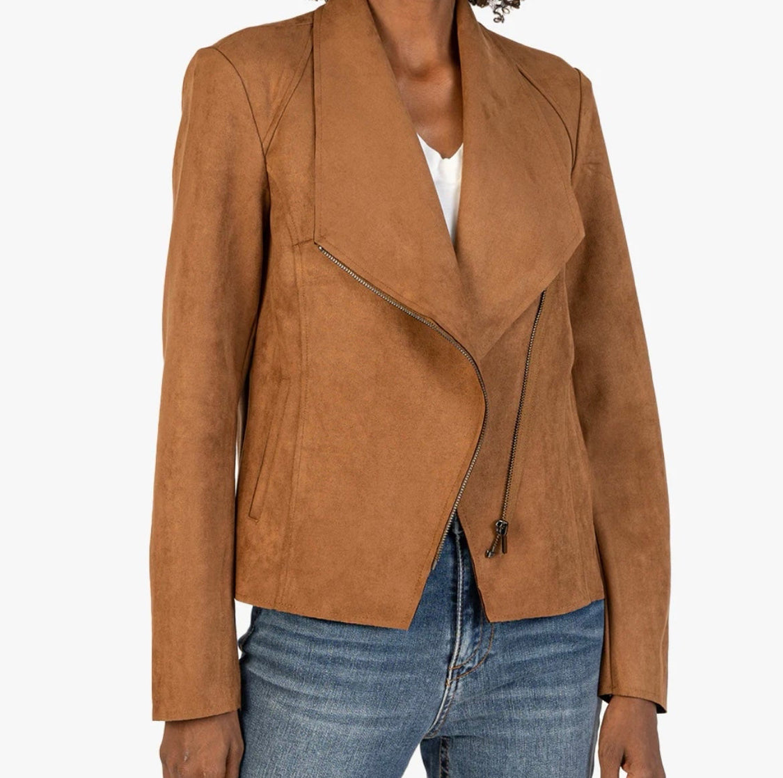 Kut From The Kloth Carina Faux Suede Drape Moto Jacket Size Large