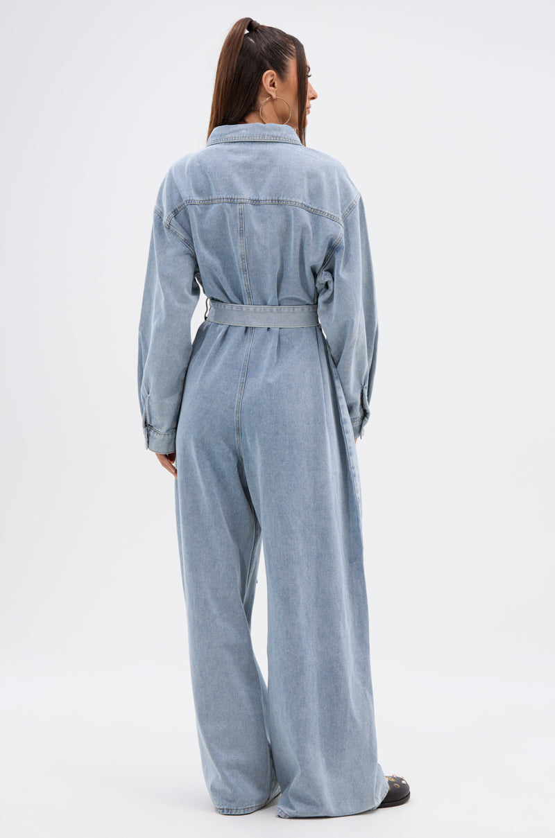 Akira Not Today Extreme Oversized Denim Jumpsuit Size S/M NWTS