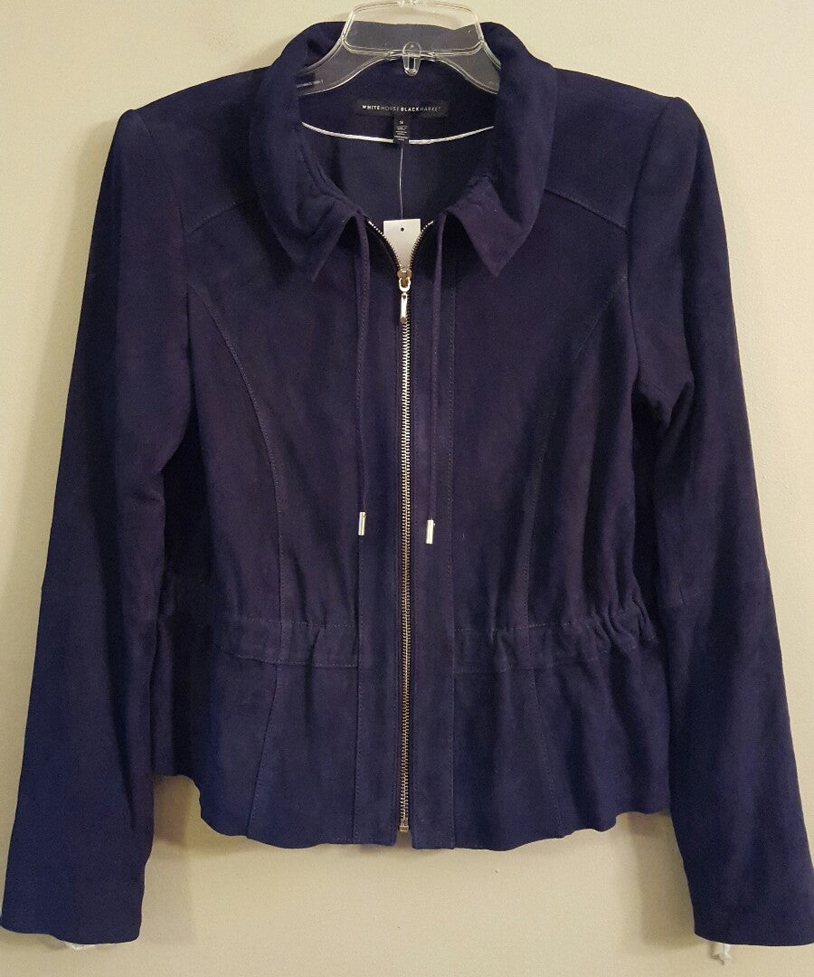 White House Black Market Suede Jacket Admiral Blue NWTS