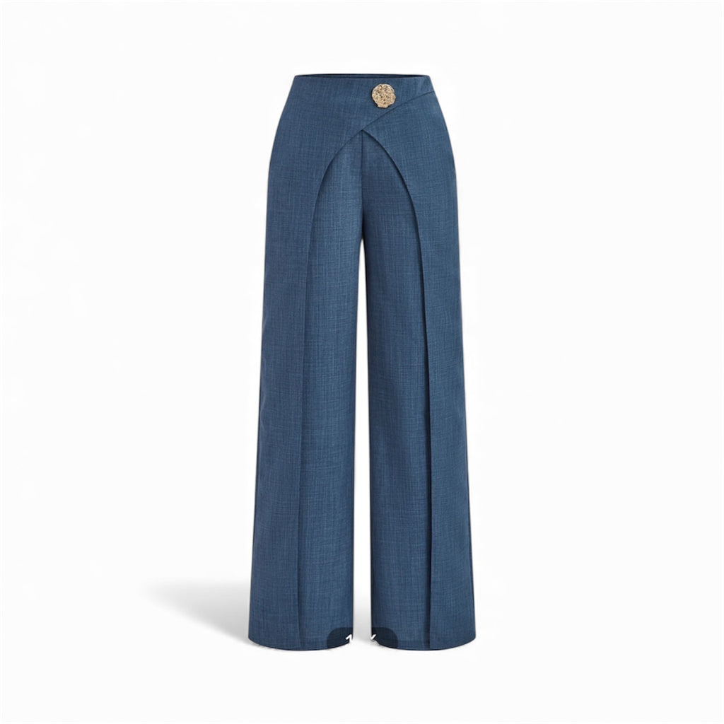 Commense Metal Detail Straight-Leg Pants Blue Size L NWTS