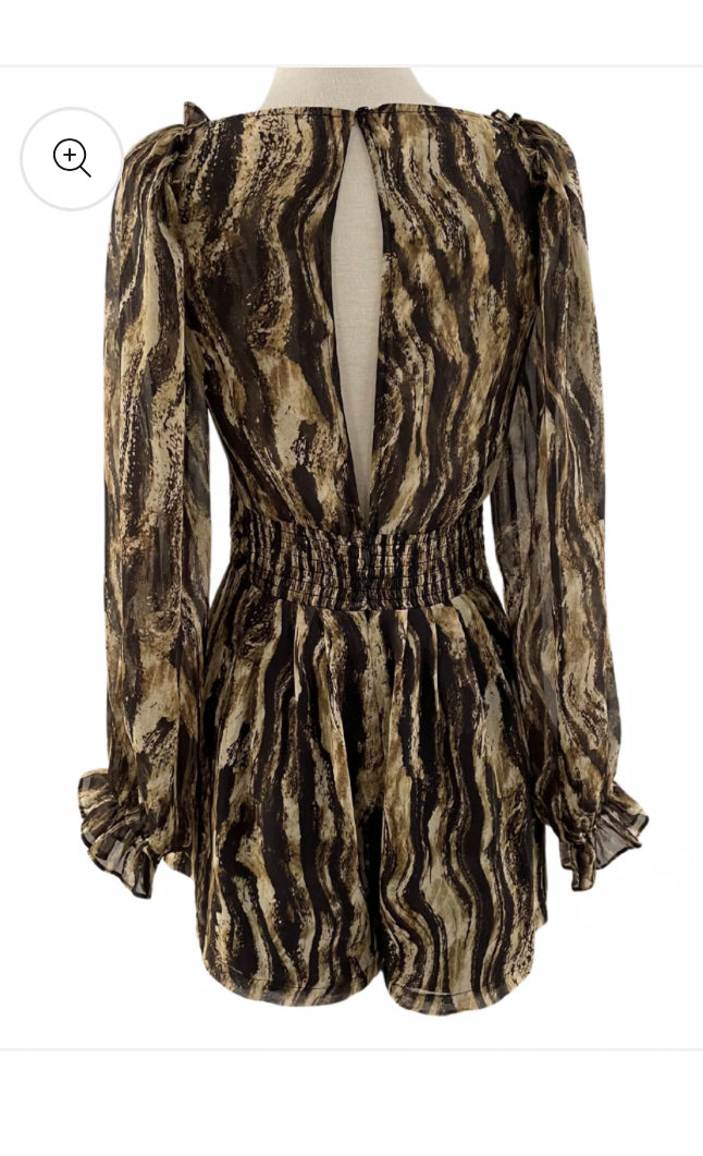 Reset By Jane Nora Animal Print Romper Size Small