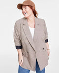 On 34th Women's Sequined Plaid Double-Breasted Blazer Size 14