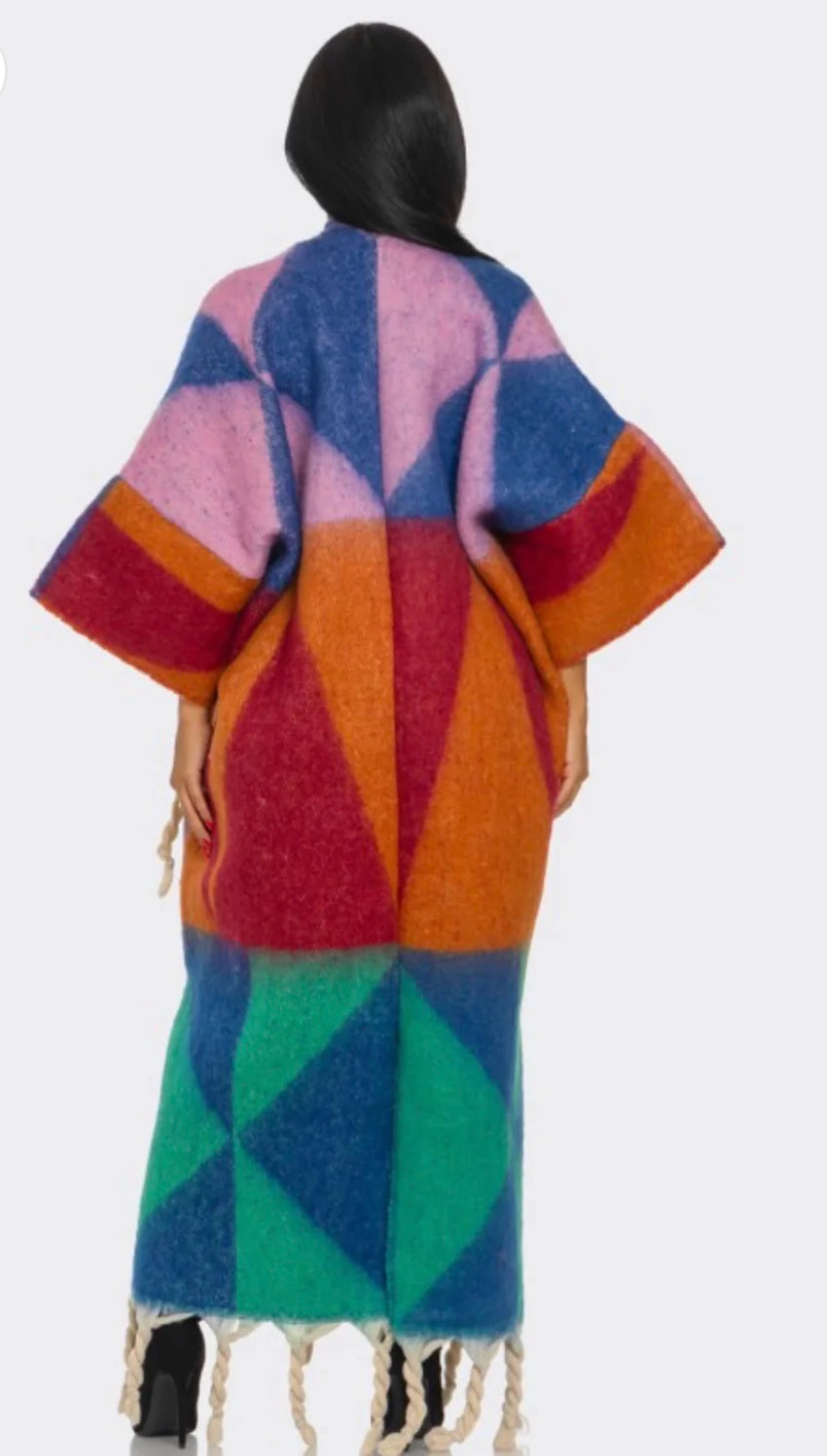 Tassel Cardigan Color Print Kimono