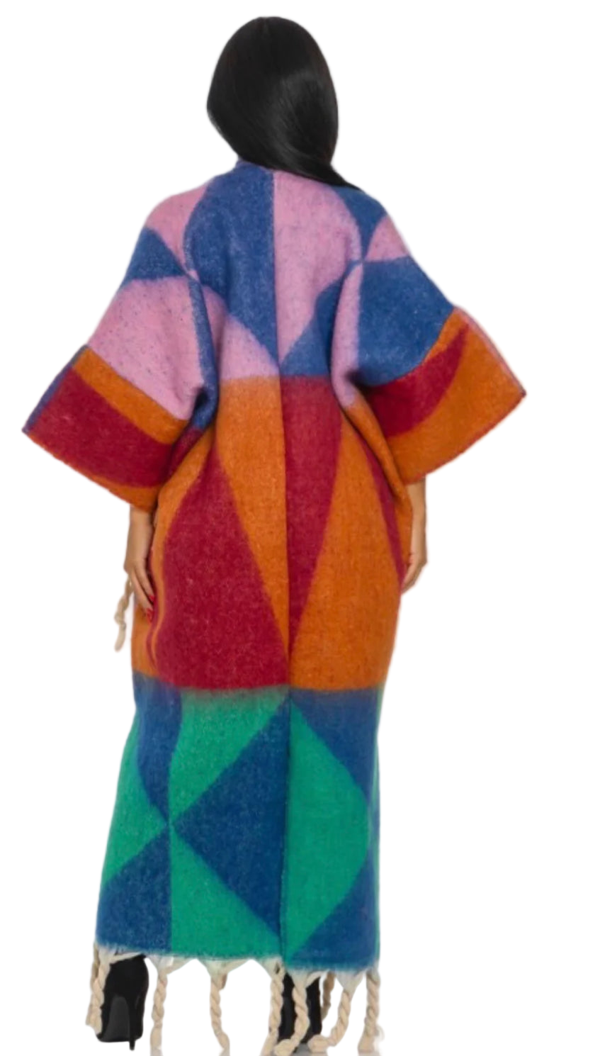 Tassel Cardigan Color Print Kimono