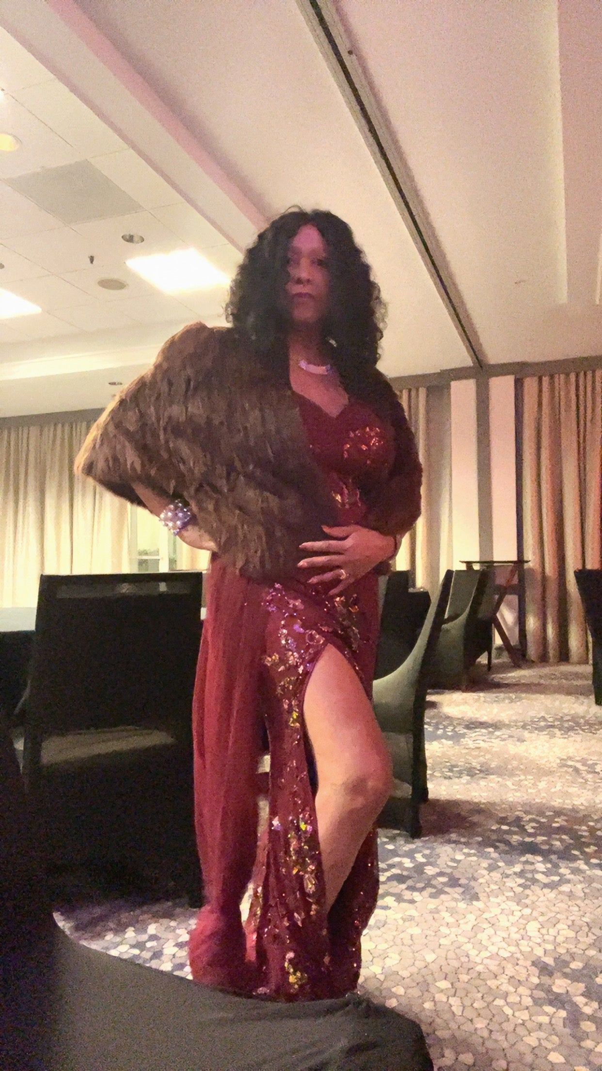 FAERIESTY Elegant Corset Bodice Tulle Draped Side Floral Sequin Slip Party Dress Size XL