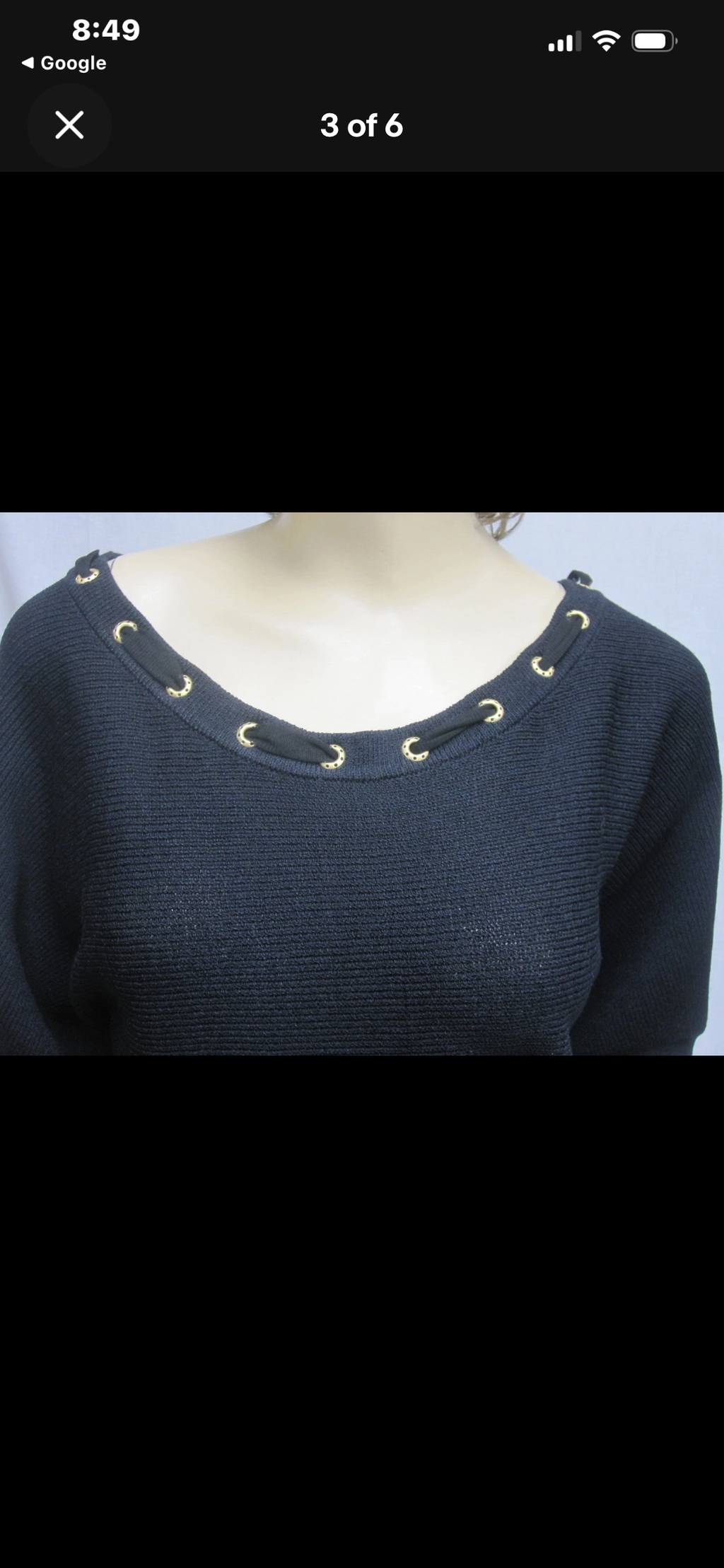 ST. JOHN Collection Black Knit Dress Grommet Neckline Size 14