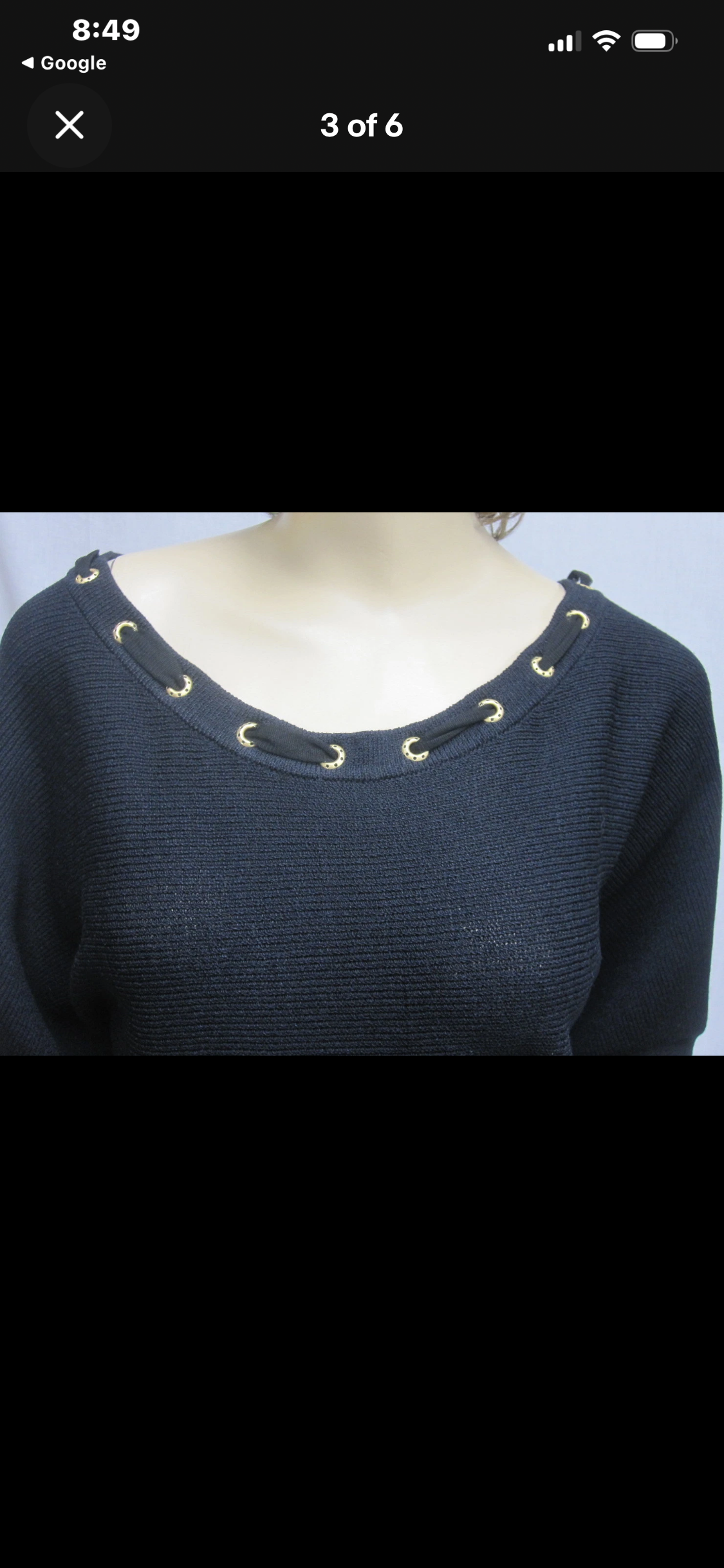 ST. JOHN Collection Black Knit Dress Grommet Neckline Size 14