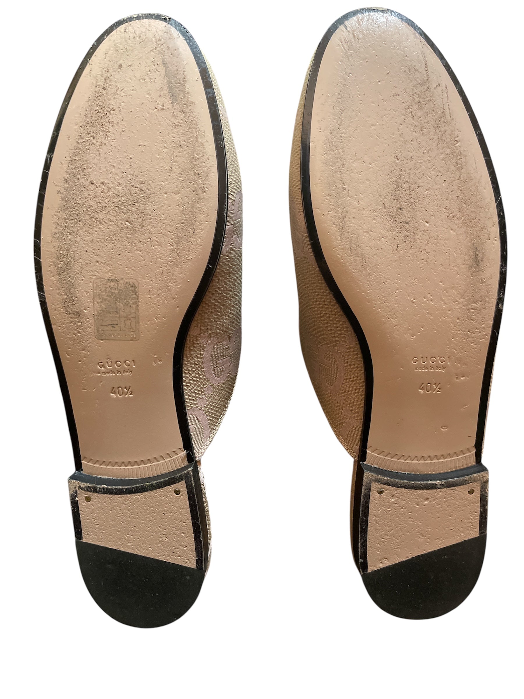 Authentic GUCCI Princetown Horsebit Supreme Pink & Beige Mules Size 40.5