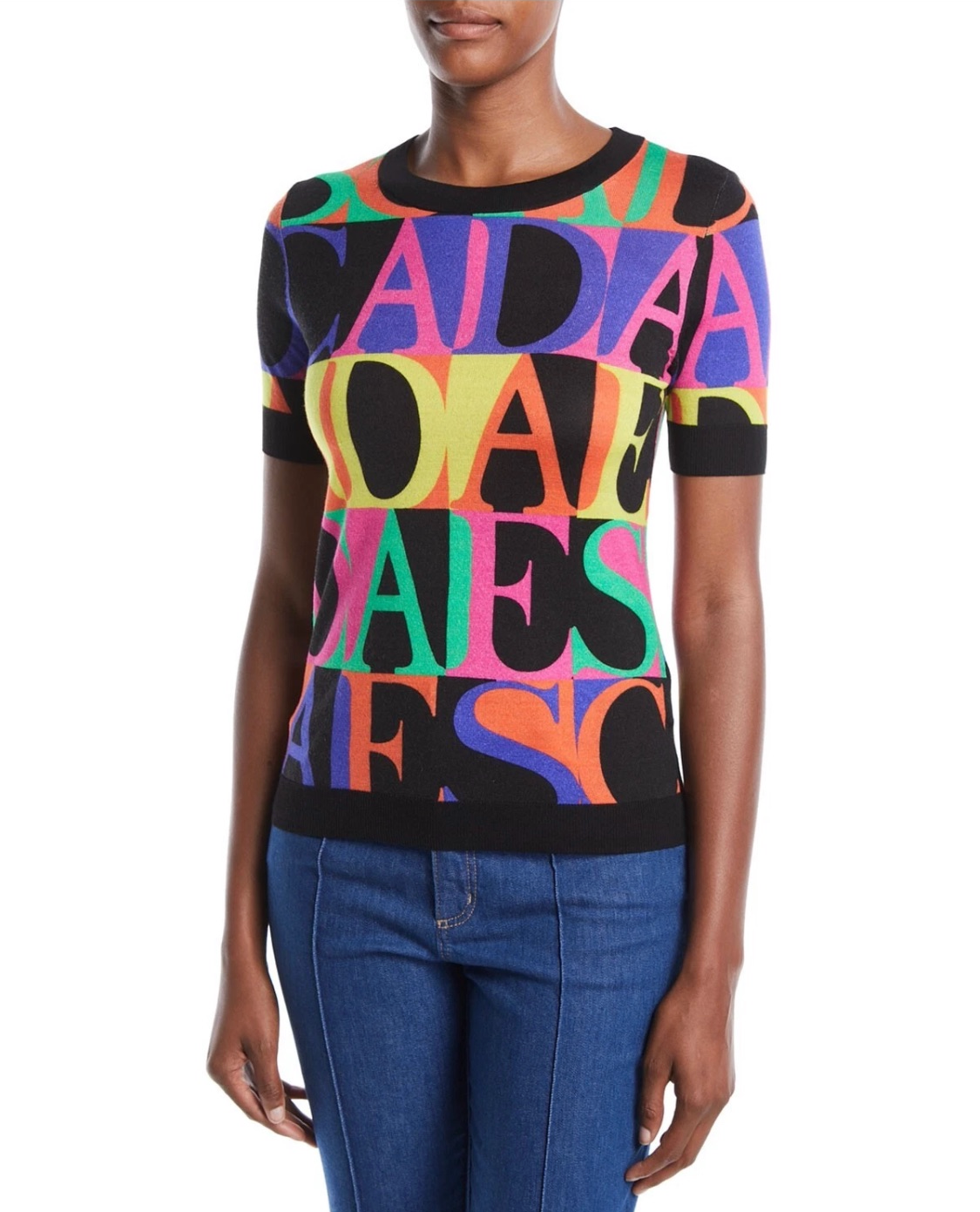Escada Logo Crewneck Logo Short-Sleeve Top