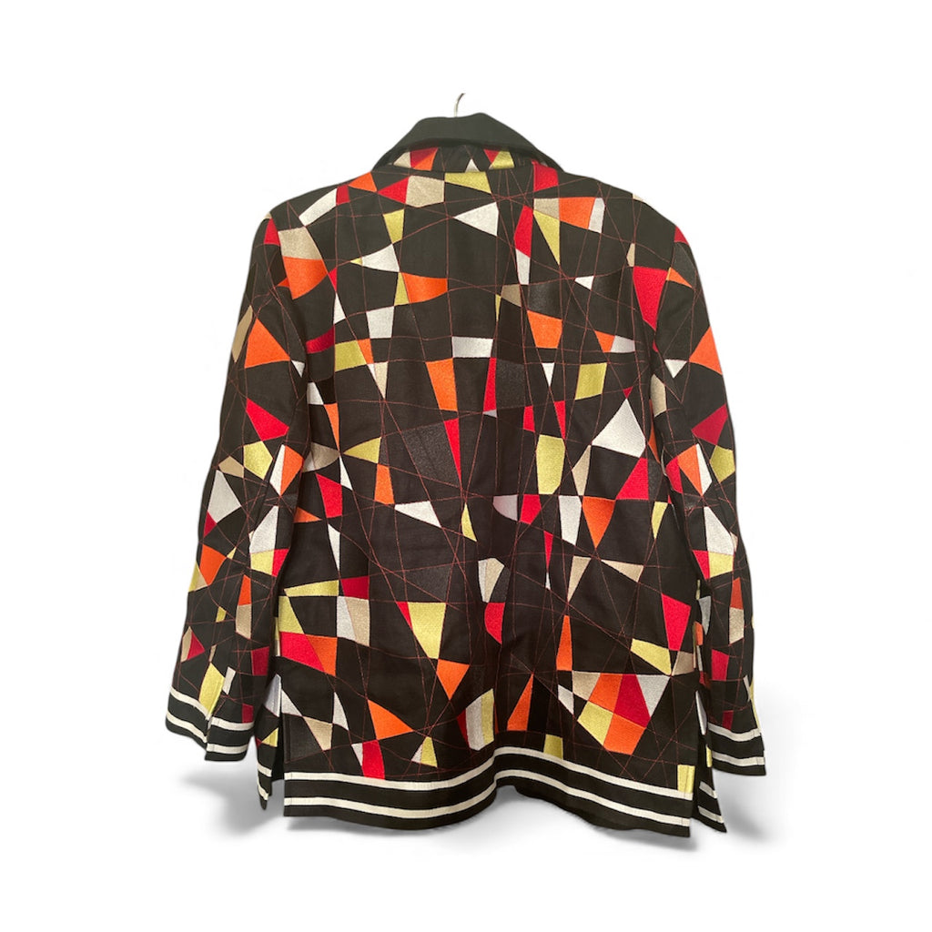 Linda Allard For Ellen Tracy Linen And Rayon Patchwork Jacket Size 8
