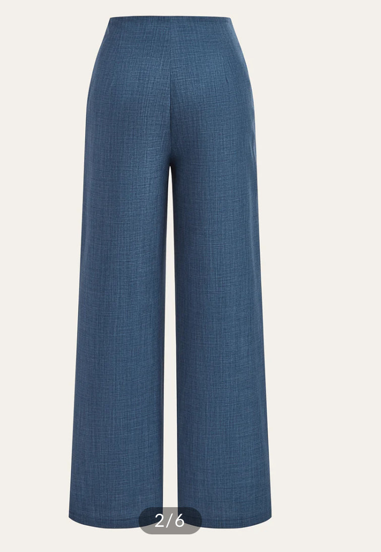 Commense Metal Detail Straight-Leg Pants Blue Size L NWTS