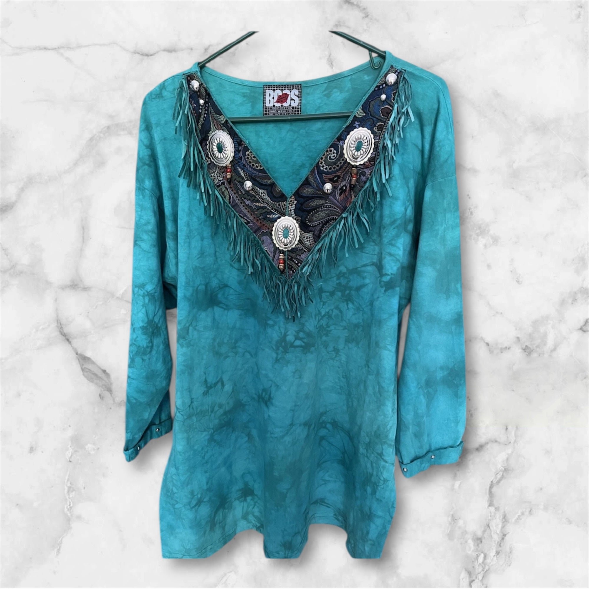 Boss Vintage 80's Western Tie Dye 2 pc Pant set Green OS