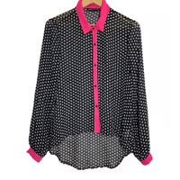Allen B. Polka Dot Blouse Black/White/Pink Size Large