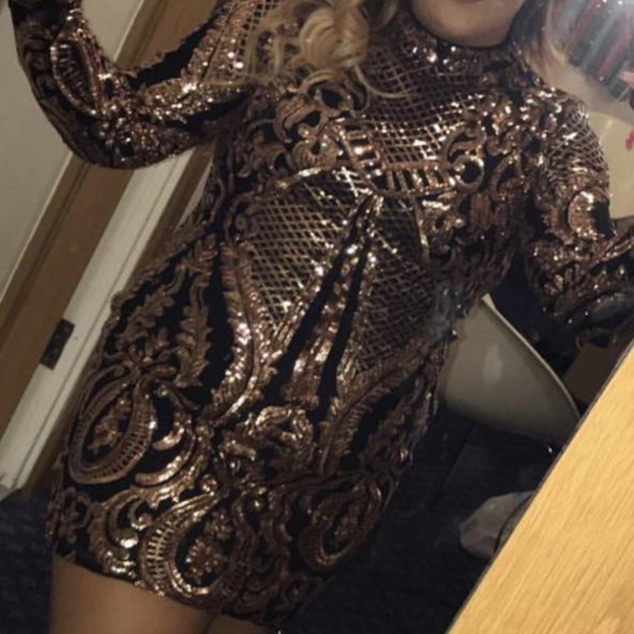 Black & Gold Sequin Mini Dress Size Medium