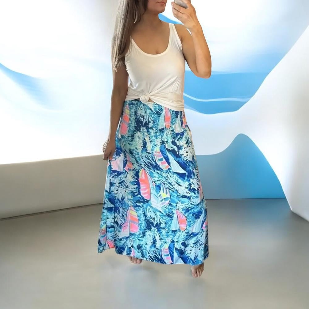 Lilly Pulitzer Bohdi Maxi Skirt "Hey Bay Bay Size Large