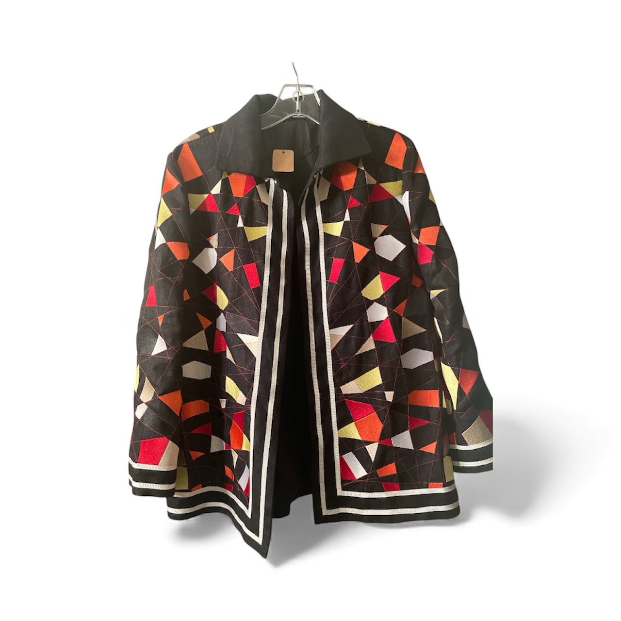 Linda Allard For Ellen Tracy Linen And Rayon Patchwork Jacket Size 8