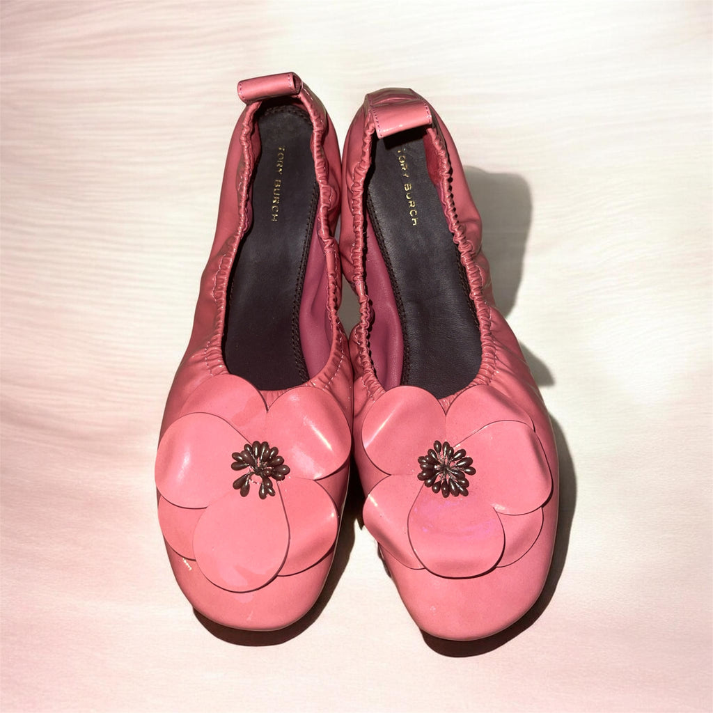 Tory Burch Pink Patent Leather Ballet Flats Size 9.5M