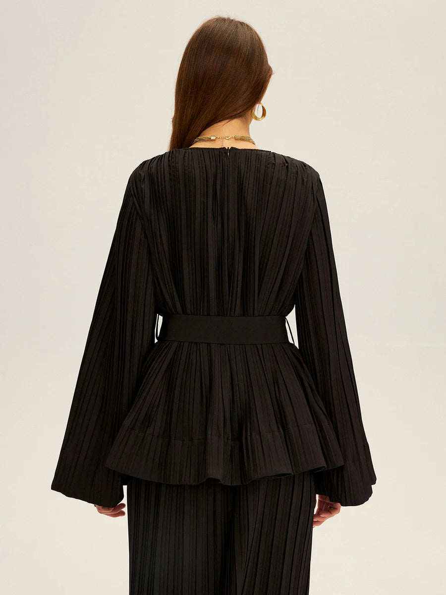 COMMENSE Black Pleated Blouse Size XL NWTS (Copy)