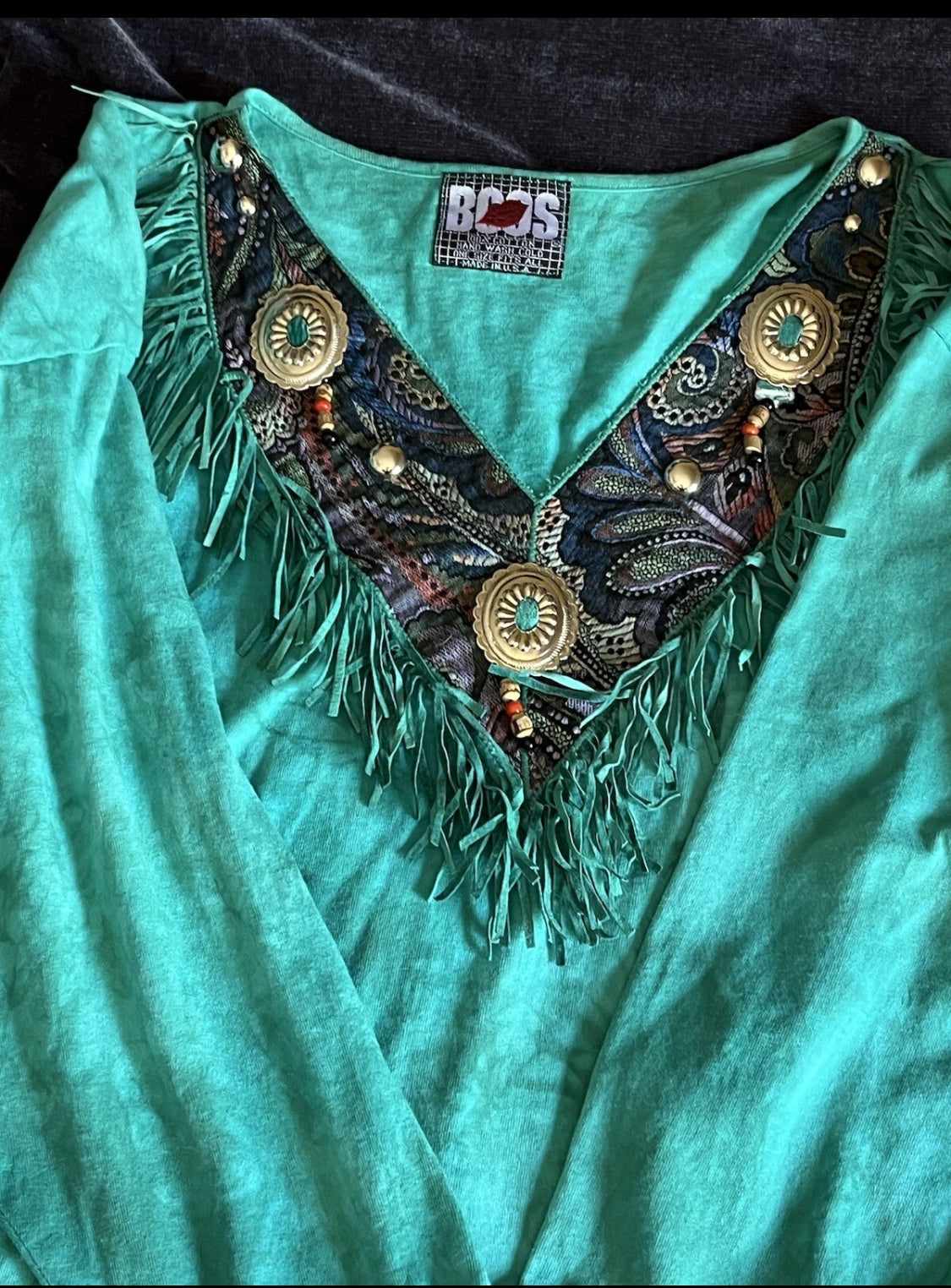 Boss Vintage 80's Western Tie Dye 2 pc Pant set Green OS