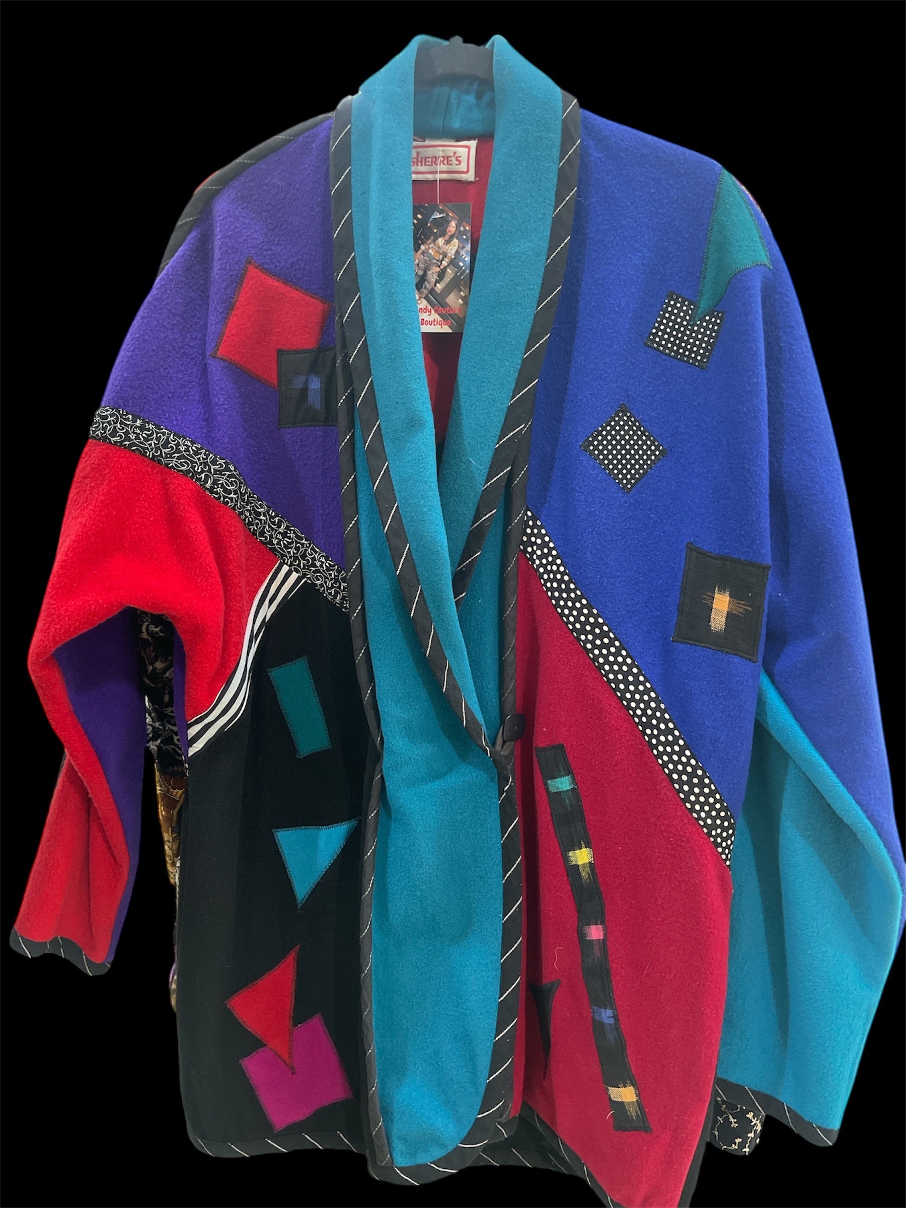 Vintage Sherre’s Wool Abstract Color Block Coat