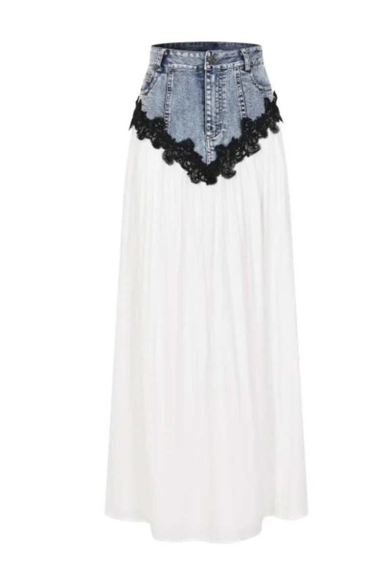 Amelie Denim Contrast Maxi Size Medium NWOTS