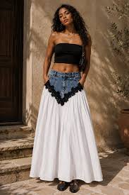 Amelie Denim Contrast Maxi Size Medium NWOTS